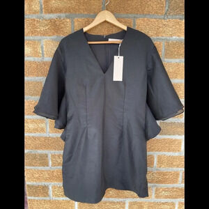 Keepsake Mini Dress All Yours Black Flutter Sleeve Large